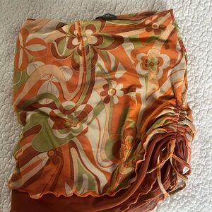 Floral Orange and Green Women's Swim Cover-Up